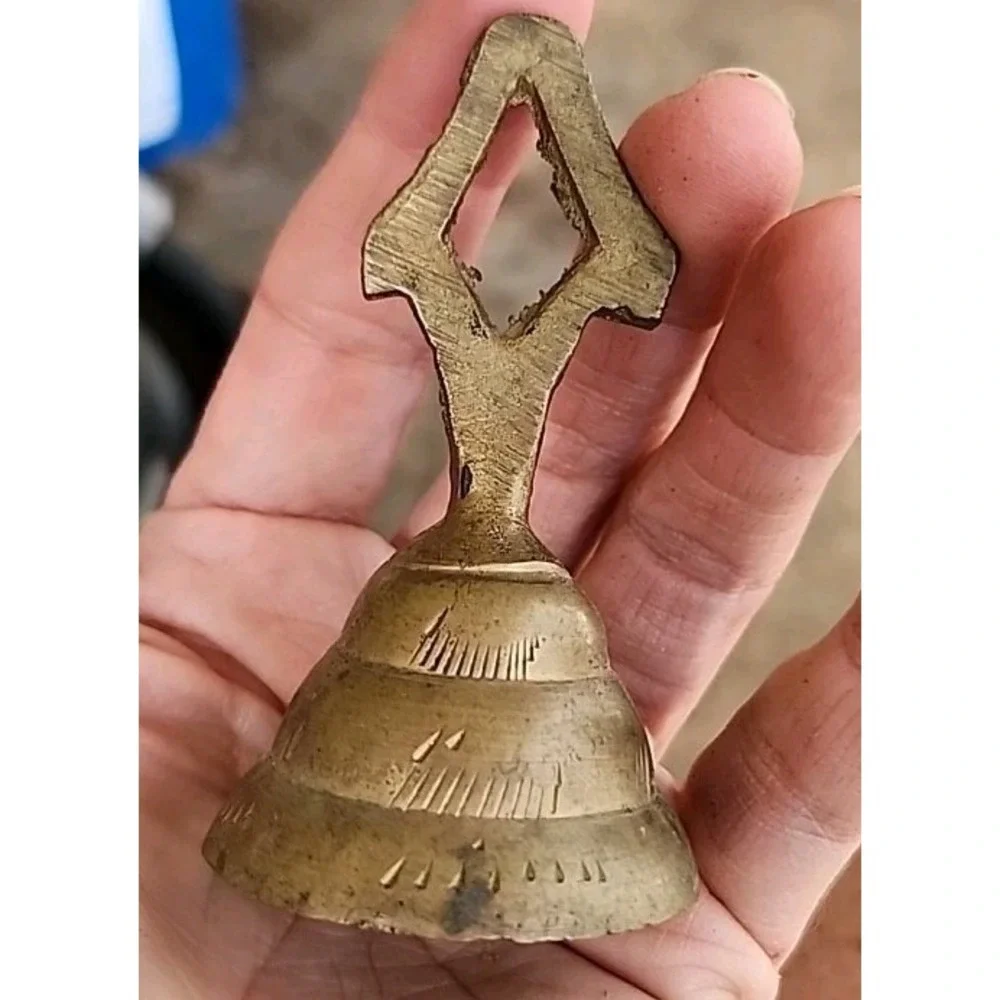 Brass‎ Bell Incised Accents Mantel Decor 2 3/4 Inches Tall